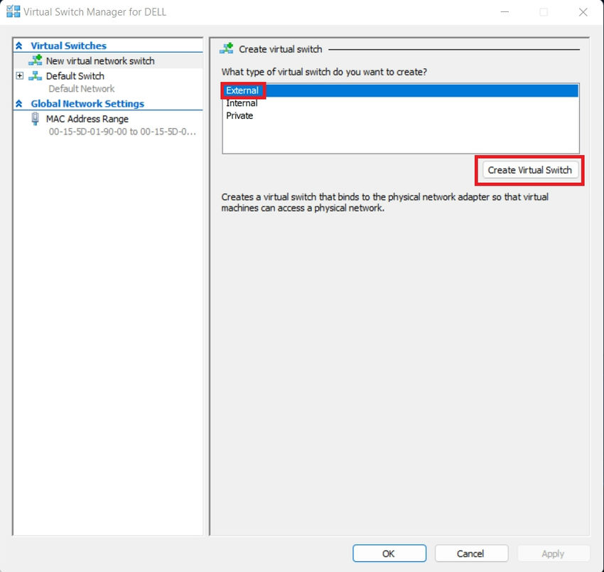 How to Create Virtual Switch in HyperV Manager